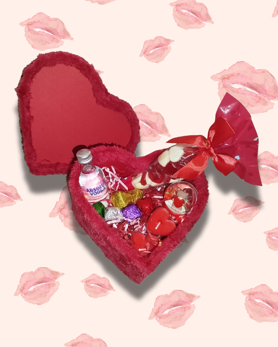 Red furry Heart shaped Box